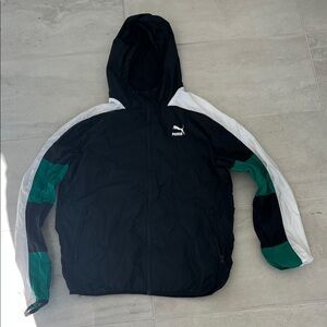Puma Black and Green Hooded Jacket